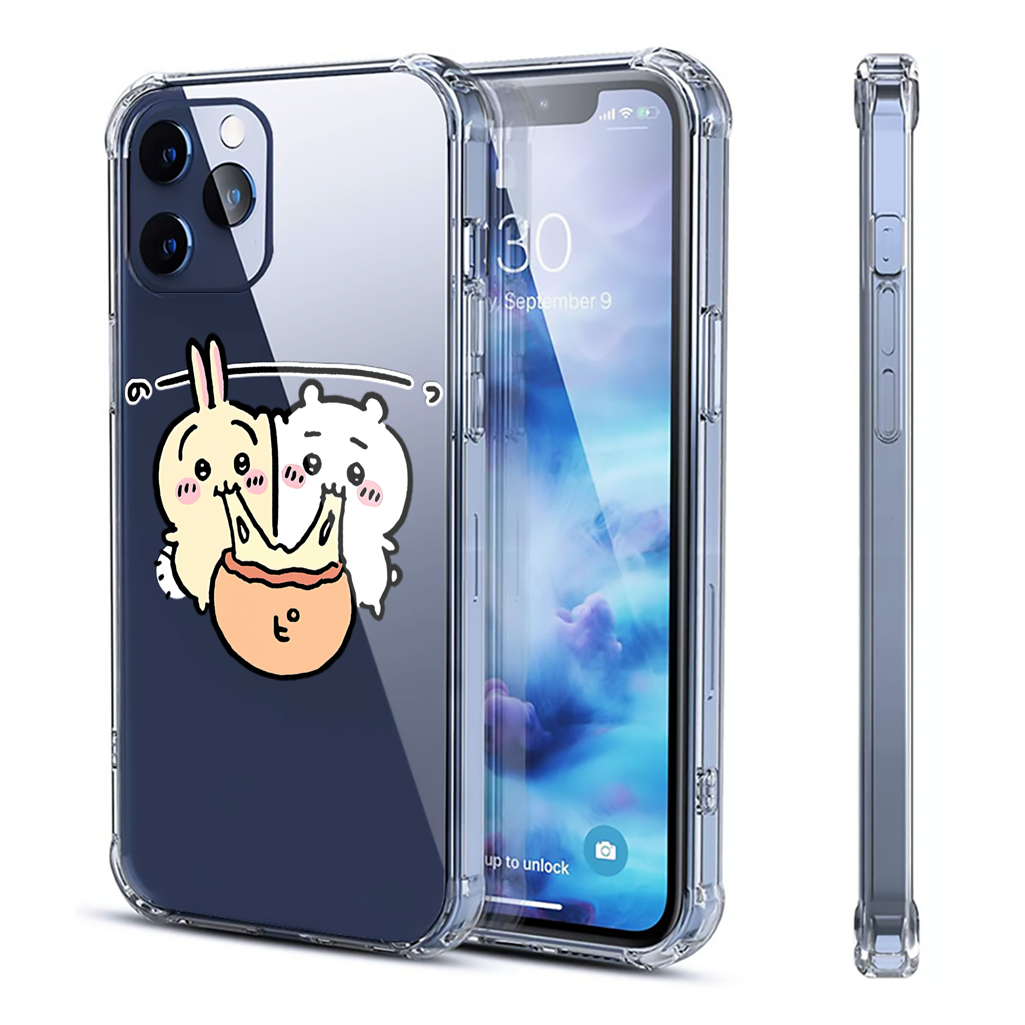 （画像用） ちいかわ うさぎ Chii-kawa usagi 【iPhone 12シリーズ対応】透明スマホケース（クリアソフトケース）